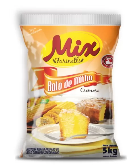 PRE MISTURA DE BOLO CREMOSO MILHO PACOTE 5 KG - FARINELLI