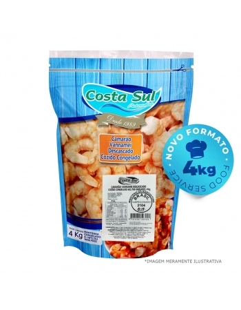 CAMARÃO VANNAMEI DESCASCADO COZIDO IQF-M CONGELADO FOOD SERVICE 4 KG - COSTA SUL