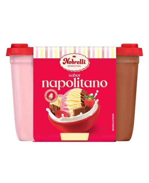 Sorvete Cremoso Napolitano e Flocos 3 Litros - comper