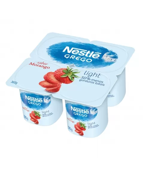 IOGURTE GREGO MORANGO LIGHT NESTLÉ BANDEJA 360G