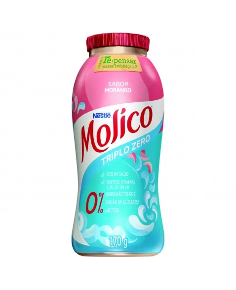 IOGURTE DESNATADO MORANGO ZERO LACTOSE MOLICO FRASCO 170G