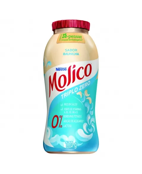 IOGURTE DESNATADO BAUNILHA ZERO LACTOSE MOLICO FRASCO 170G