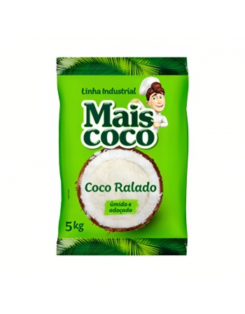 COCO RALADO ÚMIDO ADOÇADO PACOTE 5KG - MAIS COCO
