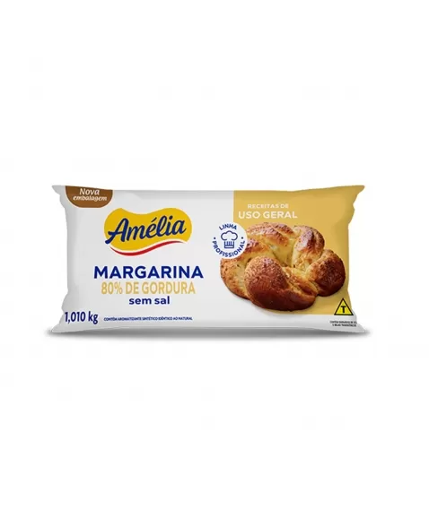 MARGARINA USO GERAL SEM SAL 80% GORDURA 1,010 KG- AMÉLIA