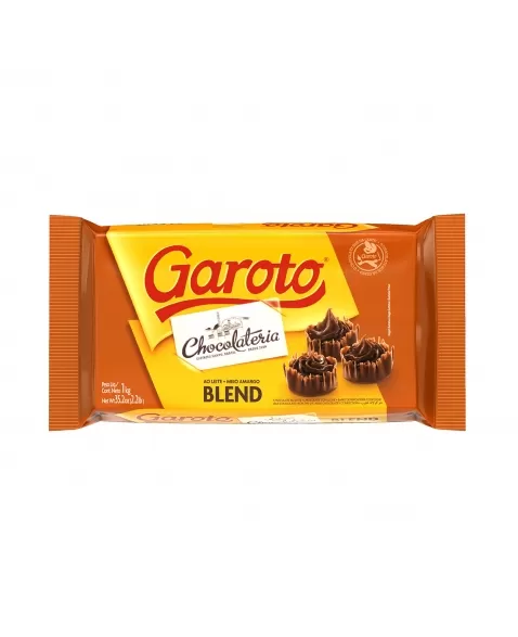 CHOCOLATE PARA COBERTURA GAROTO BLEND 1 KG (AO LEITE + MEIO AMARGO)