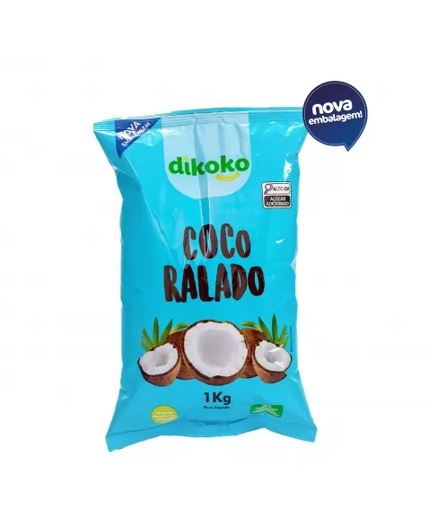 COCO RALADO FINO UMIDO E ADOÇADO PACOTE 1KG - DIKOKO