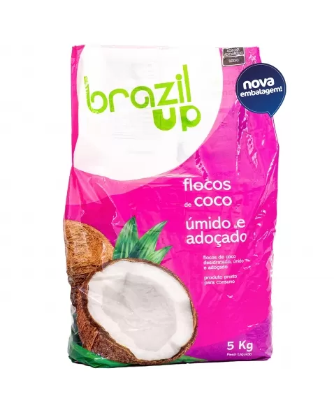 COCO EM FLOCOS UMIDO E ADOÇADO BRAZIL UP SACO 5 KG - DIKOKO