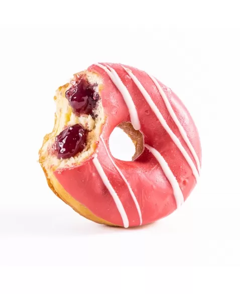 RING DONUT RECHEIO DE FRUTAS VERMELHAS COM COBERTURA DE CHOCOLATE BRANCO 75 G - MELHOR BOCADO