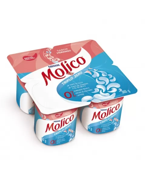 IOGURTE MORANGO ZERO LACTOSE MOLICO BANDEJA 360G