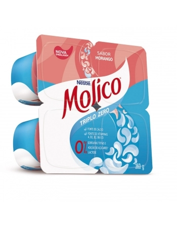 IOGURTE MORANGO ZERO LACTOSE MOLICO BANDEJA 360G