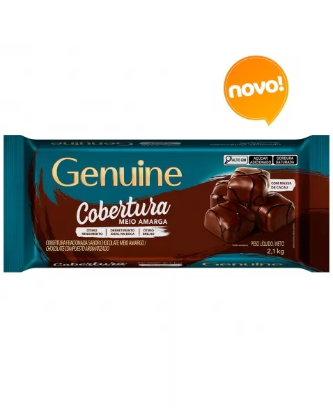 GENUINE COBERTURA BARRA CHOCOLATE MEIO AMARGO 2,1 KG