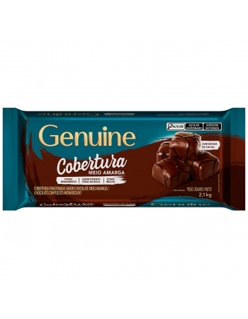 GENUINE COBERTURA SABOR CHOCOLATE MEIO AMARGO EM BARRA 2,1 KG