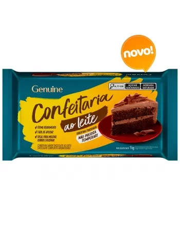 GENUINE COBERTURA BARRA CHOCOLATE AO LEITE CONFEITARIA 1 KG