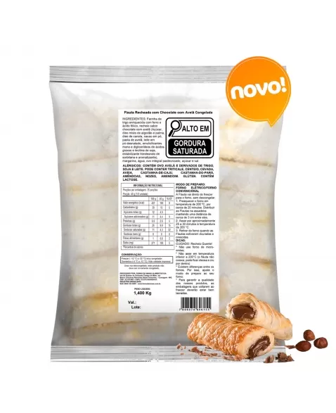 FM FOLHADO FLAUTA DOCE CHOCOLATE C/AVELA FOOD SERVICE 1,4 KG (20X70G)