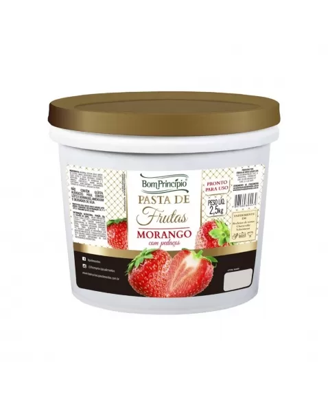 PASTA DE FRUTAS MORANGO COM PEDAÇOS 2,5 KG - BOM PRINCÍPIO