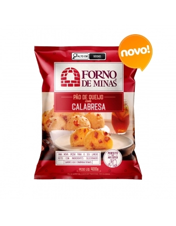 PÃO DE QUEIJO TRADICIONAL COM CALABRESA 400G FORNO DE MINAS