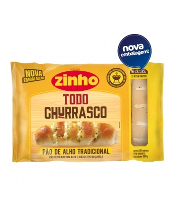 PÃO DE ALHO BAGUETE TRADICIONAL RECHEADO COM QUEIJO 300 G - ZINHO