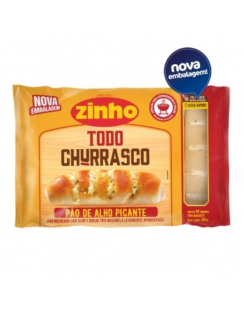 PÃO DE ALHO BAGUETE PICANTE RECHEADO COM QUEIJO 300 G - ZINHO