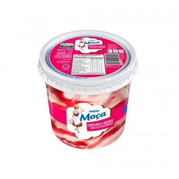 SORVETE MOÇA MERENGUE DE MORANGO COM CALDA DE MORANGO POTE 713 G