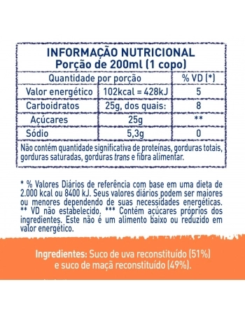 SUCO DE UVA E MAÇÃ REFRIGERADO 900 ML NATURAL ONE