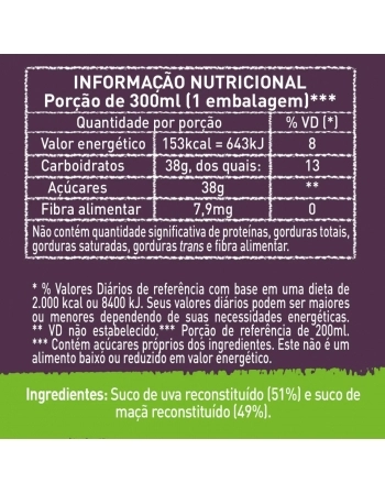 SUCO DE UVA E MAÇÃ AMBIENTE 300 ML NATURAL ONE