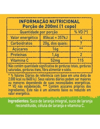 SUCO INTEGRAL DE LARANJA AMBIENTE 900 ML NATURAL ONE