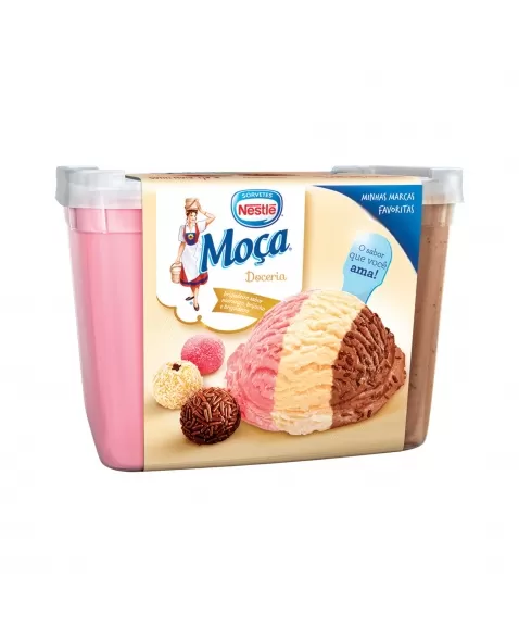 SORVETE TRIO MOÇA DOCERIA NESTLÉ POTE 1,5 L BRIG/BEIJ/MOR