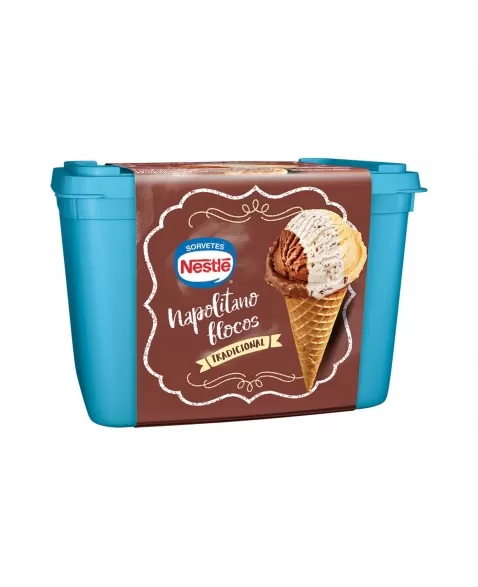 SORVETE TRADICIONAL NAPOLITANO FLOCOS POTE 1,5 L NESTLÉ